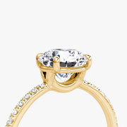 Round Cut - Pave Band - Classic Engagement Ring- 18 K Gold
